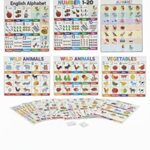 Educational Learning Boards Stickers ā Pack of 7 | Alphabet, Numbers, Animals & Vegetables