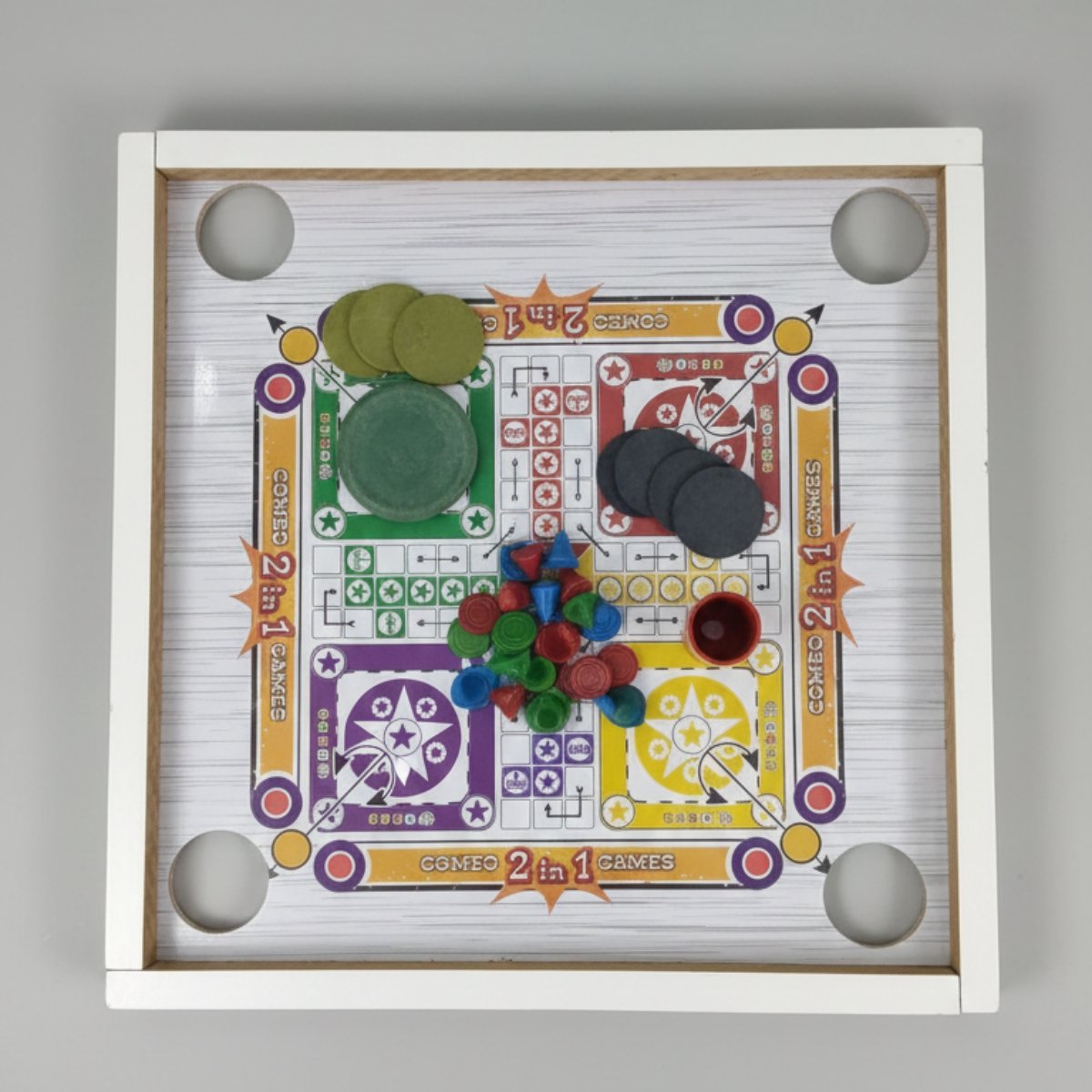 Premium 2-in-1 Wooden Ludo & Carrom Board Game Set