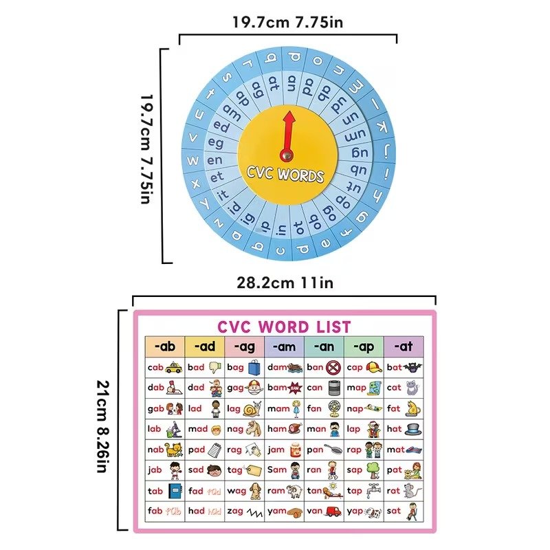 3-in-1 Kids Learning Kit – CVC Word Builder & Multiplication Turntable Game - Image 7