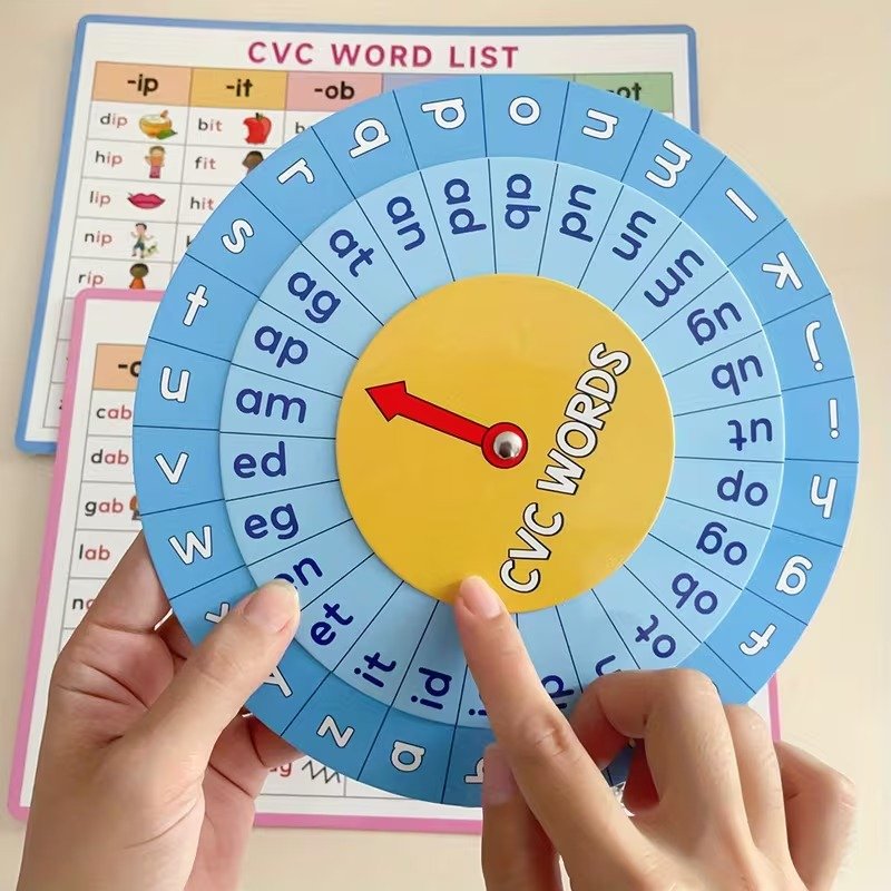 3-in-1 Kids Learning Kit – CVC Word Builder & Multiplication Turntable Game - Image 6