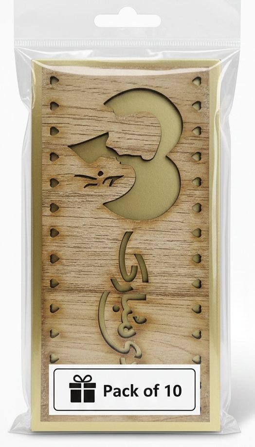 Premium Shadi Mubarak Greeting Cards with Light Wood Laser Cut Design - Image 2