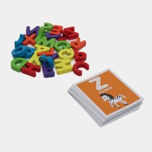 Wooden Alphabet Letter Cognition Cards for Kids - 26 Pcs 3D Wooden Letters with Flash Cards Matching Game - Montessori Educational ABC Learning Toy