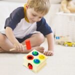Wooden Hammer Ball Toy for Kids - Montessori Educational Pounding Bench with Colorful Balls & Mallet - Early Learning Sensory Toy for Toddlers