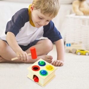 Wooden Hammer Ball Toy for Kids - Montessori Educational Pounding Bench with Colorful Balls & Mallet - Early Learning Sensory Toy for Toddlers