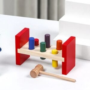 Wooden Pounding Bench Hammer Toy for Kids - Montessori Educational Color Sorting & Hitting Game - Durable Wood Sensory Toy for Toddlers & Babies