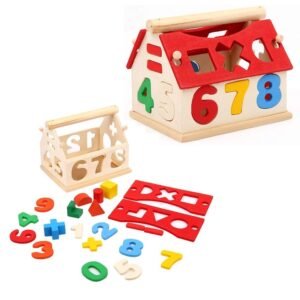 Wooden Number House Learning Toy for Kids - Montessori Digital Intelligence House with Shape Sorting & Math Blocks - Educational Gift for Toddlers