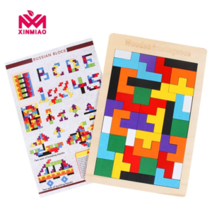 Multicolor Wooden Tetris Puzzle Blocks Board For Kids Early Educational Toys