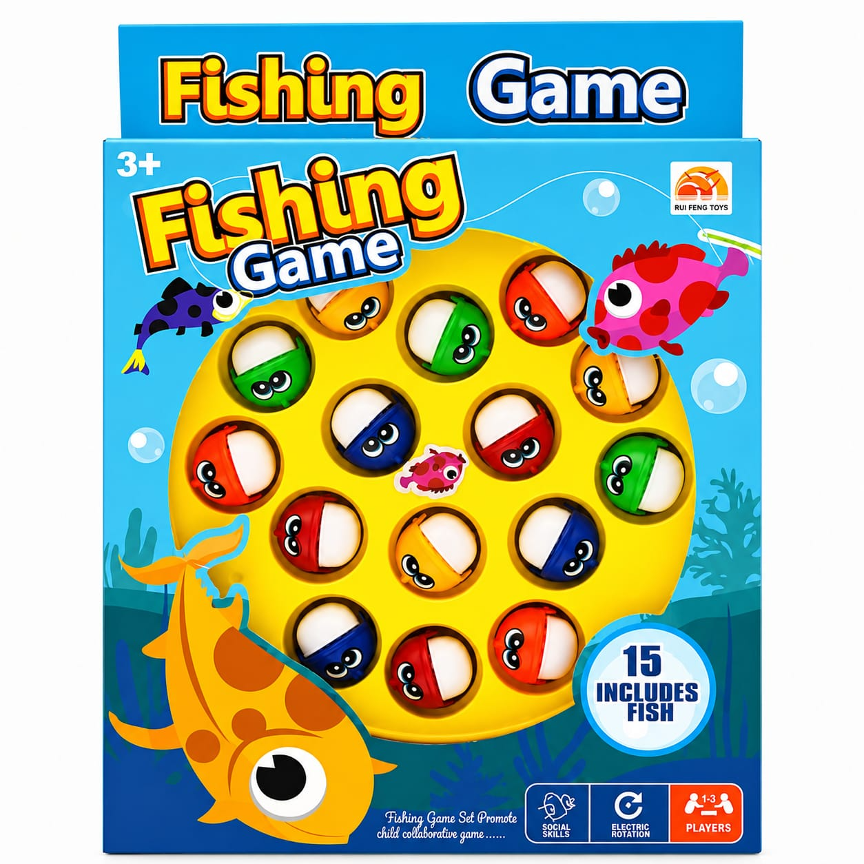 Fishing Game Toy with 15 Moving Fish β Rotating Electric Fishing Board for Kids | Educational Family Game - Image 3