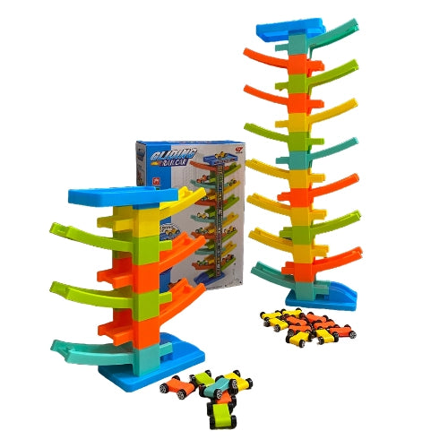 Gliding Rail Car Track Toy – DIY Parking Tower Race Track with 6 Mini Cars for Kids (3+ Years) - Image 3
