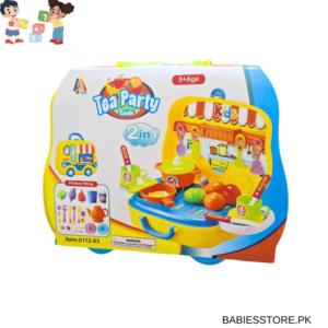 2-in-1 Kids Tea Party Suitcase Set – Portable Pretend Play Tea & Kitchen Toy with Accessories (3+ Years)