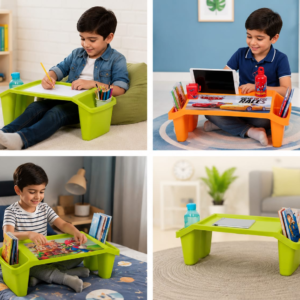 Kids Study Table Desk – Portable Lap Desk with Drawing Board & Stationery Holder (Random Color & Character)