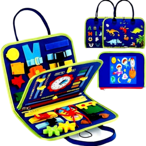 Felt Busy Book Montessori Learning Activity Book for Kids – Educational Sensory Toy with Zipper Bag