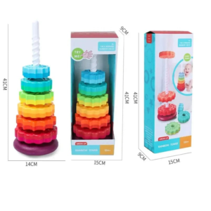 Rainbow Tower 6 Rings Big Size – Educational Stacking Ring Toy for Toddlers & Kids