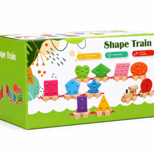 Wooden Shapes Train – Montessori Educational Stacking & Sorting Toy for Kids